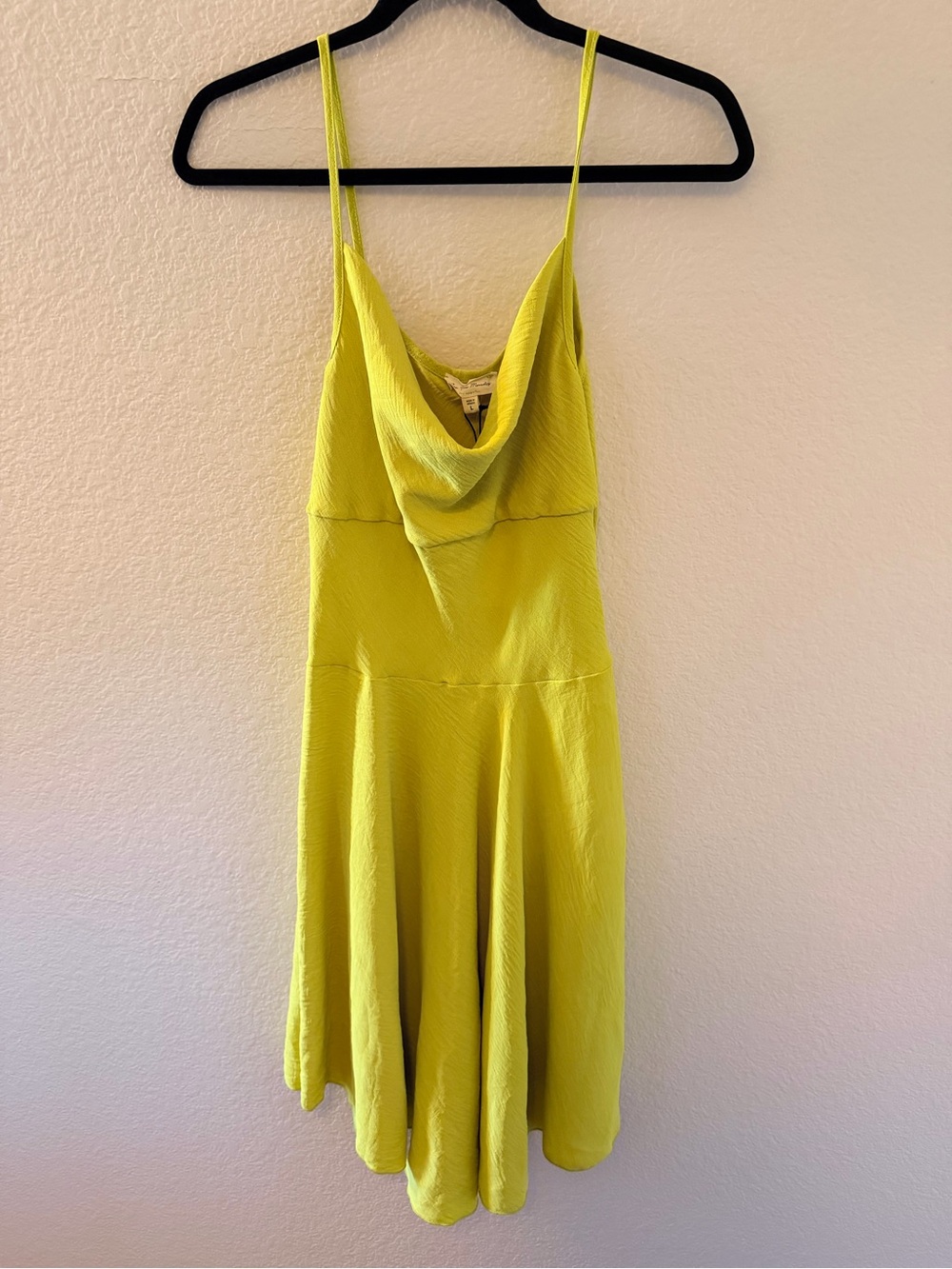 Yellow Cowl Neck Spaghetti Strap Dress - Women